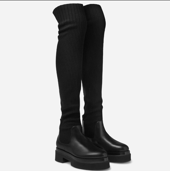 TAMARA MELLON x KARLA WELCH BLACK "RALLY CRY " OVER THE KNEE SOCK BOOTS - Picture 2 of 14